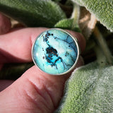 Indonesian Opalized Wood and Sterling Silver Ring