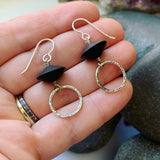 Black Onyx Textured Dangle Earrings