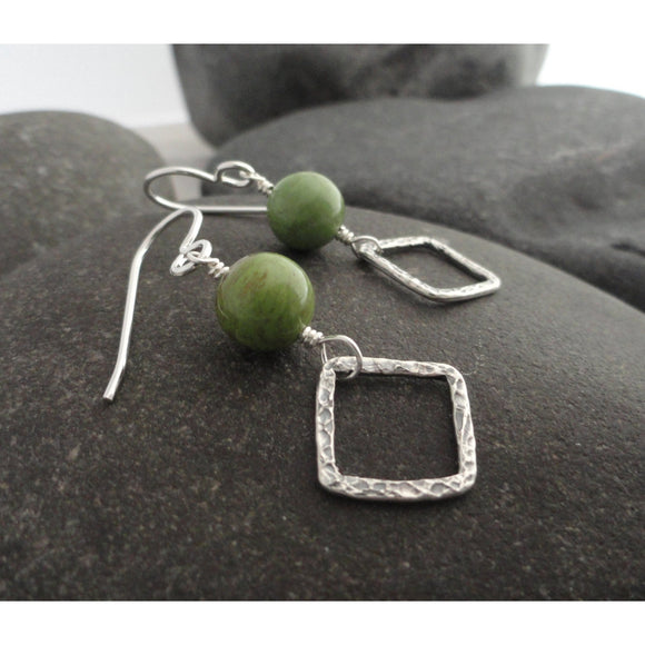 Gaspeite and Sterling Silver Dangle Earring