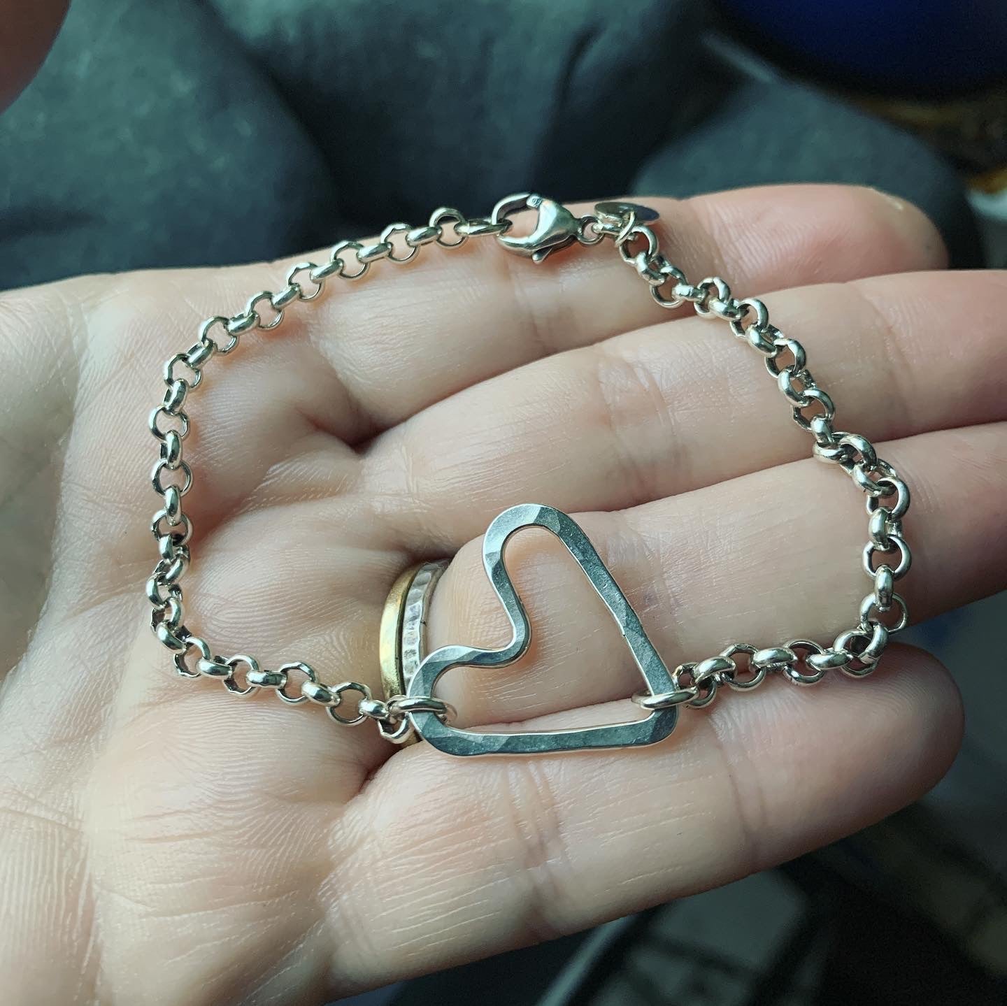 Sterling Silver Linked Heart Bracelet 7.5