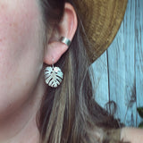Sterling Silver Monstera Leaf Earrings
