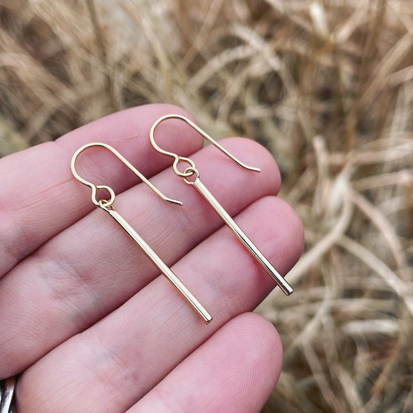14K Gold Stick Earrings