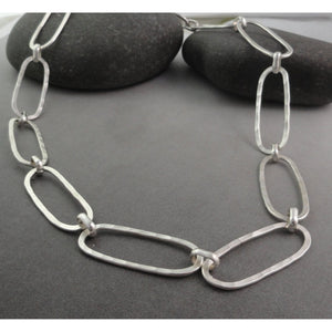 Oval Textured Sterling Silver Necklace